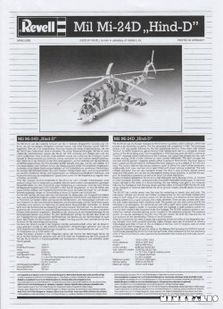 The cover of the instruction sheet with Revell's kit n 04942 Mil Mi-24D Hind-instructionscover
