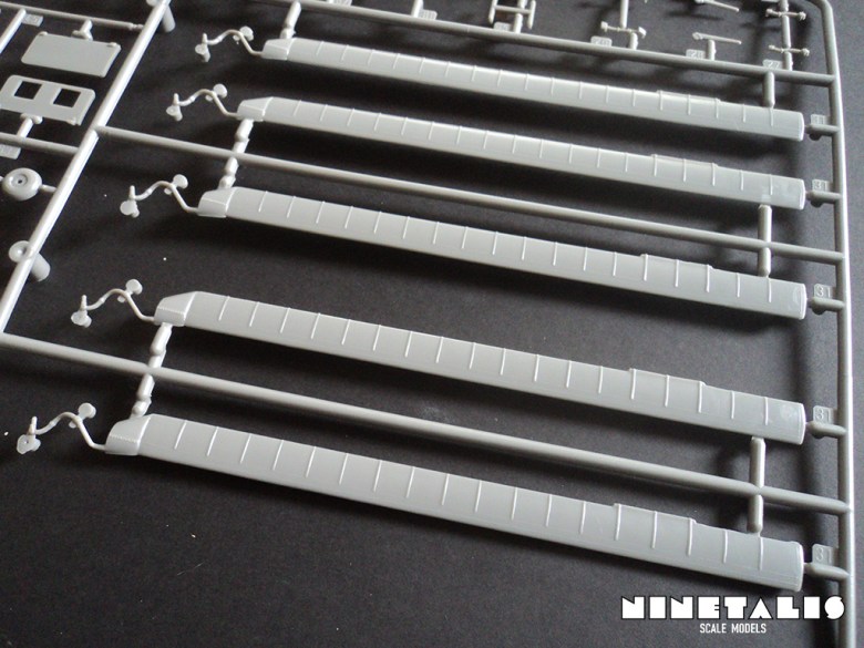 The blades of the main rotor, found on the second sprue in Revell's kit number 04942 Mil Mi-24D 'Hind-D'. Hind-sprue1rotors
