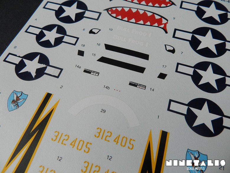 A second close up of the decal sheet of the product. Note the weathered insignia on the left side.