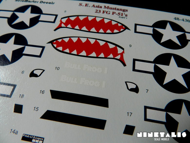 A close up of the decal sheet of the product.