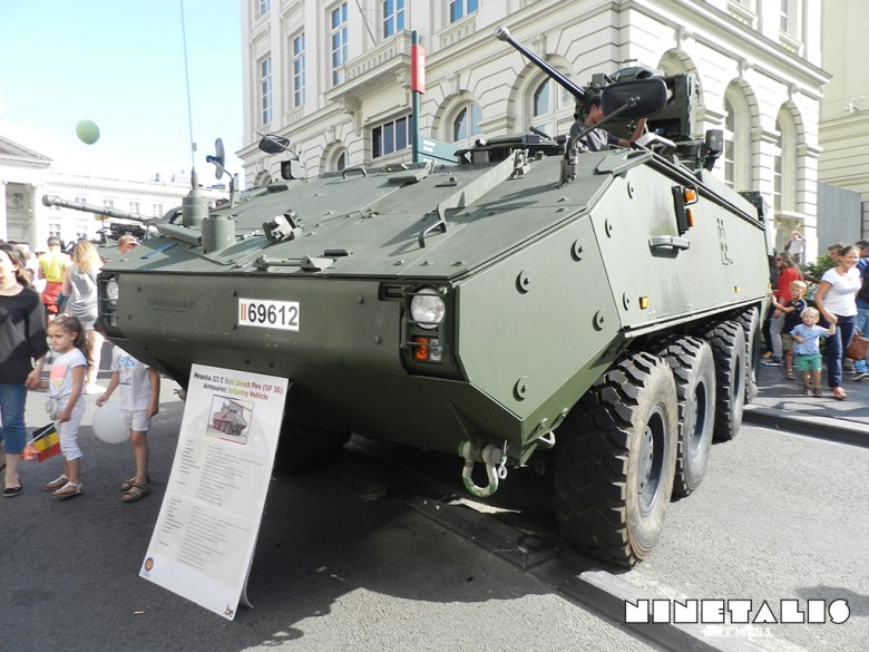 A static display of 'infantry' Piranha' equipped with a 'Direct Fire 30' gun. Piranha-III-direct-fire-c30