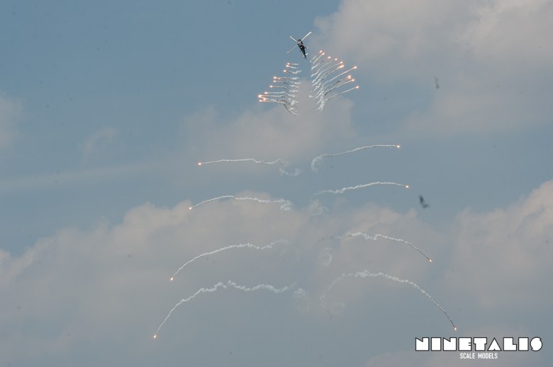 The Belgian Agusta 109 Display aircraft using its flaring during the THPU Spottersday in 2016.