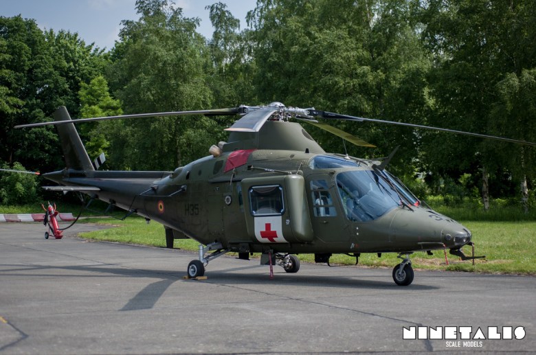 A Belgian Agusta 109 medical aircraft on display during the THPU Spottersday in 2016.