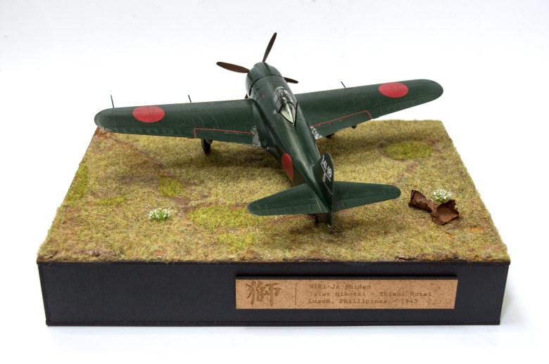 Overal view of the Tamiya 1/48 Kawanishi N1K1-Ja Shiden in 341st Naval Air Group markings.