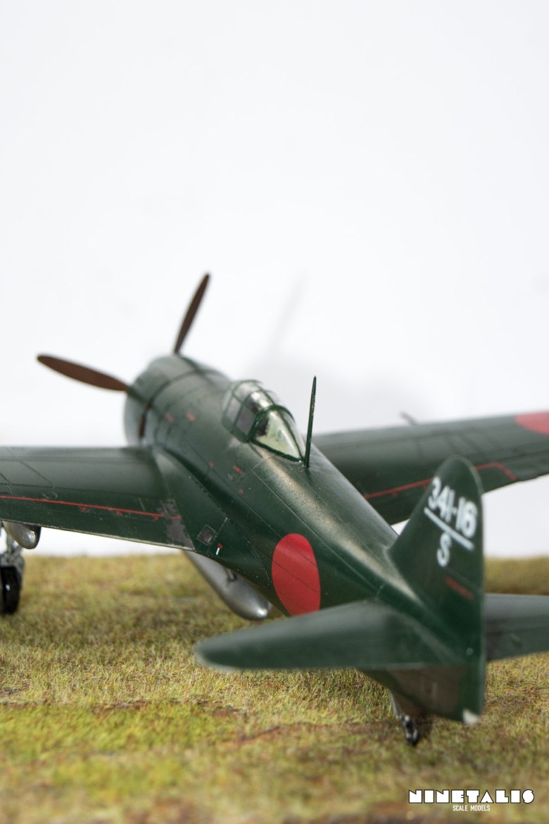 Rear view of the Tamiya 1/48 Kawanishi N1K1-Ja Shiden in 341st Naval Air Group markings.